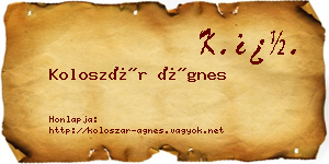 Koloszár Ágnes névjegykártya