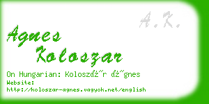 agnes koloszar business card